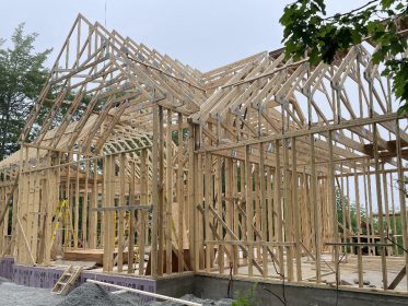 High-quality wood trusses designed for structural support in a new construction.
